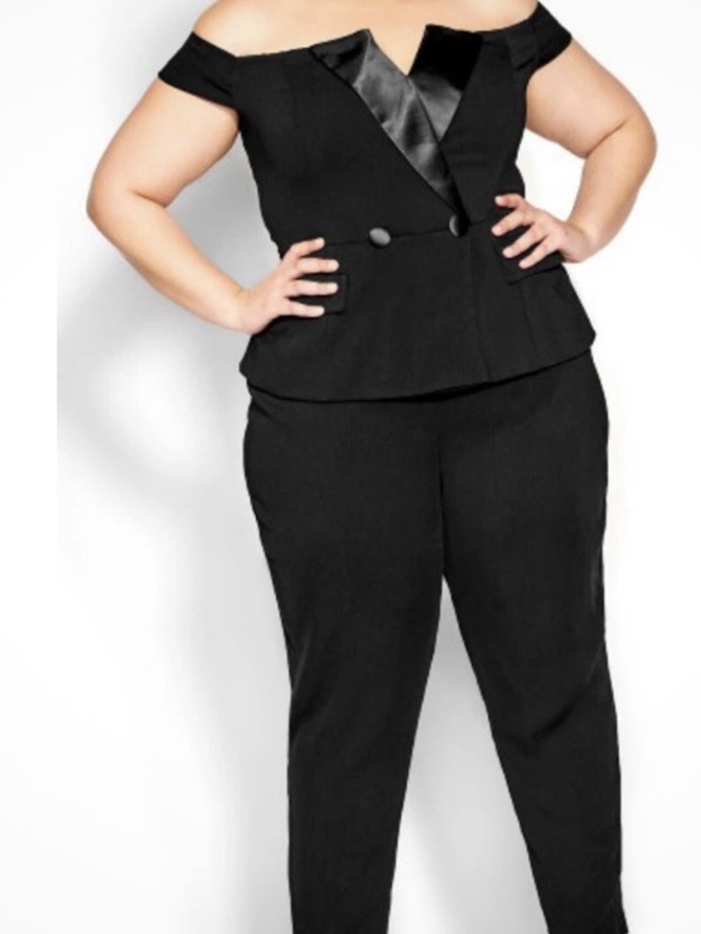 Plus Size Black Off-Shoulder Jumpsuit